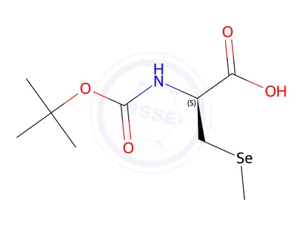 Chemical structure of (S)-2-((tert-Butoxycarbonyl)amino)-3-(methylselanyl)propanoic acid