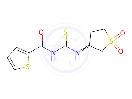 Chemical structure of N-((1,1-Dioxidotetrahydrothiophen-3-yl)carbamothioyl)thiophene-2-carboxamide