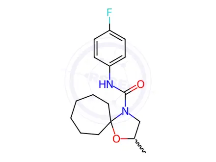 Chemical structure of N-(4-fluorophenyl)-2-methyl-1-oxa-4-azaspiro[4.6]Undecane-4-carboxamide