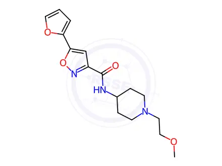 Chemical structure of 5-(Furan-2-yl)-N-(1-(2-methoxyethyl)piperidin-4-yl)isoxazole-3-carboxamide
