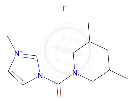 Chemical structure of 1-(3,5-Dimethylpiperidine-1-carbonyl)-3-methyl-1h-imidazol-3-ium iodide