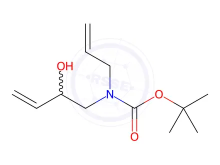Chemical structure of Carbamic acid, N-(2-hydroxy-3-buten-1-yl)-N-2-propen-1-yl-, 1,1-dimethylethyl ester