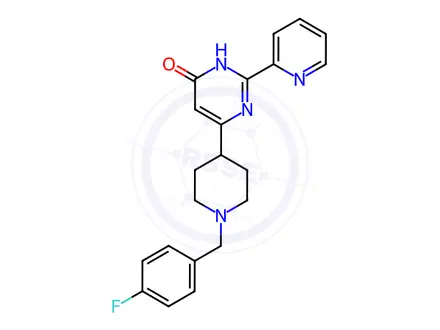 Chemical structure of 6-(1-(4-Fluorobenzyl)piperidin-4-yl)-2-(pyridin-2-yl)pyrimidin-4(1H)-one