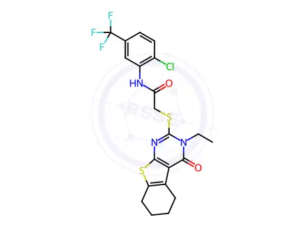 Chemical structure of N-(2-Chloro-5-(trifluoromethyl)phenyl)-2-((3-ethyl-4-oxo-3,4,5,6,7,8-hexahydrobenzo[4,5]thieno[2,3-d]pyrimidin-2-yl)thio)acetamide
