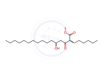 Chemical structure of 2-Hexyl-5-hydroxy-3-oxo-hexadecanoic acid methyl ester