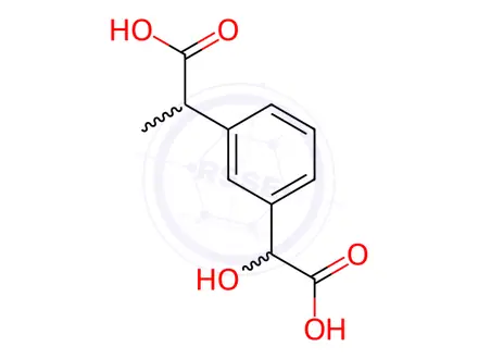 Chemical structure of 2-(3-(Carboxy(hydroxy)methyl)phenyl)propanoic Acid