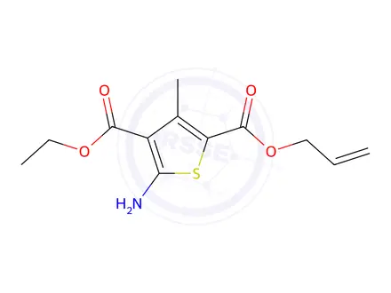 Chemical structure of 5-Amino-3-methyl-thiophene-2,4-dicarboxylic acid 2-allyl ester 4-ethyl ester