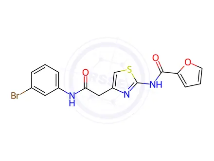 Chemical structure of N-(4-(2-((3-Bromophenyl)amino)-2-oxoethyl)thiazol-2-yl)furan-2-carboxamide