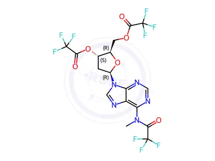 Chemical structure of 3'-O,5'-O-Bis(trifluoroacetyl)-2'-deoxy-N-methyl-N-(trifluoroacetyl)adenosine