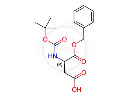 Chemical structure of Boc-D-aspartic acid alpha-benzyl ester