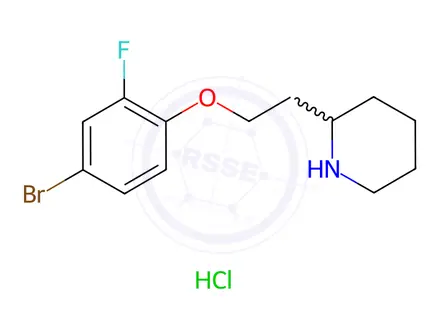 Chemical structure of 2-[2-(4-Bromo-2-fluorophenoxy)ethyl]piperidine hydrochloride