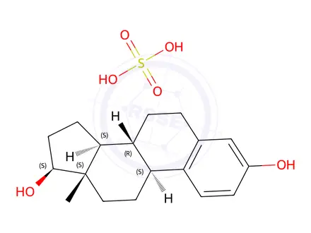 Chemical structure of Estra-1,3,5(10)-triene-3,17-diol (17beta)-, hydrogen sulfate