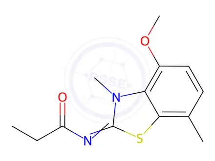 Chemical structure of N-(4-Methoxy-3,7-dimethylbenzo[d]thiazol-2(3H)-ylidene)propionamide