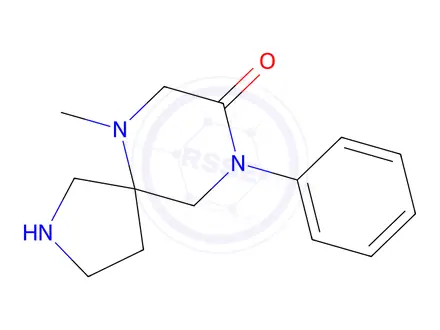 Chemical structure of 6-methyl-9-phenyl-2,6,9-triazaspiro[4.5]decan-8-one