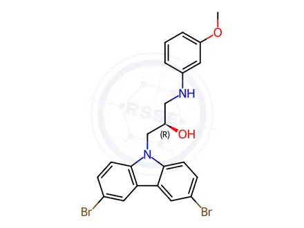 Chemical structure of (R)-1-(3,6-Dibromo-9H-carbazol-9-yl)-3-((3-methoxyphenyl)amino)propan-2-ol