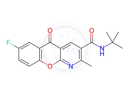 Chemical structure of N-tert-Butyl-7-fluoro-2-methyl-5-oxo-5H-chromeno[2,3-b]pyridine-3-carboxamide