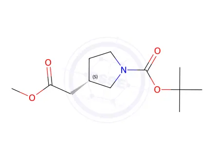 Chemical structure of tert-butyl (S)-3-(2-methoxy-2-oxoethyl)pyrrolidine-1-carboxylate