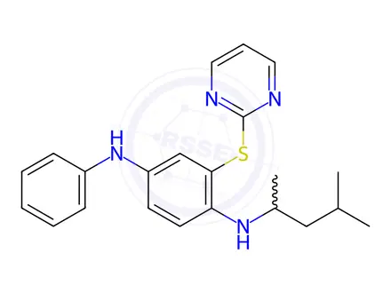 Chemical structure of N1-(4-methylpentan-2-yl)-N4-phenyl-2-(pyrimidin-2-ylthio)benzene-1,4-diamine