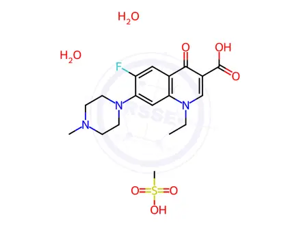 Chemical structure of Pefloxacin methane sulfonate dihydrate