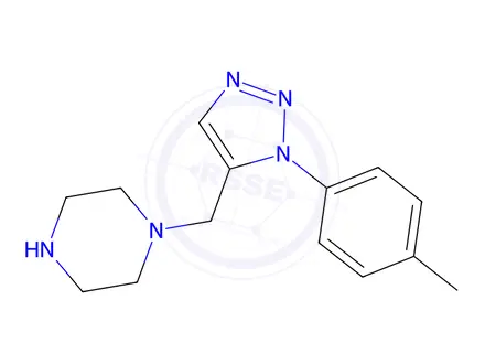 Chemical structure of 1-{[1-(4-methylphenyl)-1H-1,2,3-triazol-5-yl]methyl}piperazine
