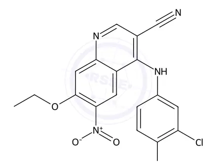 Chemical structure of 4-((3-Chloro-4-fluorophenyl)amino)-7-ethoxy-6-nitroquinoline-3-carbonitrile