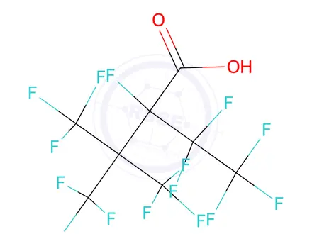 Chemical structure of Butanoic acid, 2,3,3,4,4,4-hexafluoro-2-[2,2,2-trifluoro-1,1-bis(trifluoromethyl)ethyl]-
