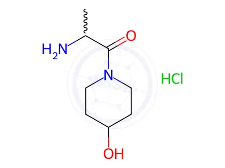 Chemical structure of 2-Amino-1-(4-hydroxy-1-piperidinyl)-1-propanonehydrochloride