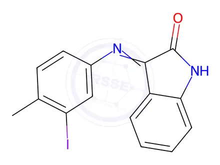 Chemical structure of 3-[(3-iodo-4-methylphenyl)imino]-1,3-dihydro-2H-indol-2-one