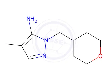Chemical structure of 4-Methyl-1-((tetrahydro-2h-pyran-4-yl)methyl)-1h-pyrazol-5-amine