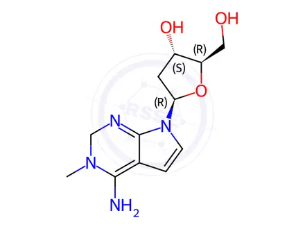 Chemical structure of (2R,3S,5R)-5-(4-amino-3-methyl-2,3-dihydro-7H-pyrrolo[2,3-d]pyrimidin-7-yl)-2-(hydroxymethyl)tetrahydrofuran-3-ol