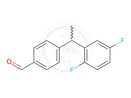 Chemical structure of Benzaldehyde, 4-[1-(2,5-difluorophenyl)ethyl]-