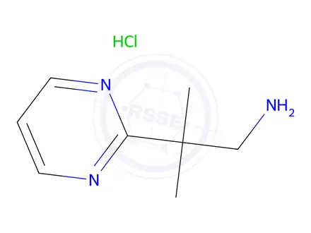 Chemical structure of 2-Methyl-2-pyrimidin-2-yl-propan-1-amine hydrochloride