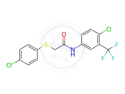 Chemical structure of N-[4-Chloro-3-(trifluoromethyl)phenyl]-2-[(4-chlorophenyl)sulfanyl]acetamide