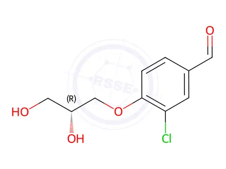 Chemical structure of Benzaldehyde, 3-chloro-4-[(2R)-2,3-dihydroxypropoxy]-