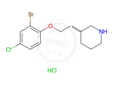 Chemical structure of 3-[2-(2-Bromo-4-chlorophenoxy)ethyl]piperidine hydrochloride