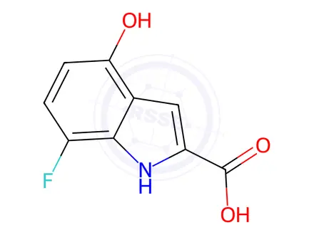 Chemical structure of 7-fluoro-4-hydroxy-1H-indole-2-carboxylic acid