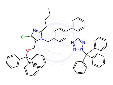 Chemical structure of N,O-Ditrityl Losartan