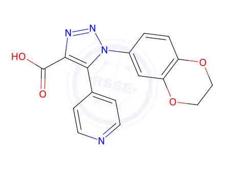 Chemical structure of 1-(2,3-dihydro-1,4-benzodioxin-6-yl)-5-pyridin-4-yl-1H-1,2,3-triazole-4-carboxylic acid