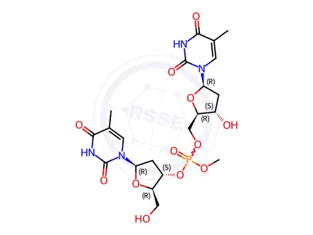 Chemical structure of thymidylyl-(3'-5')-thymidine methyl phosphotriester