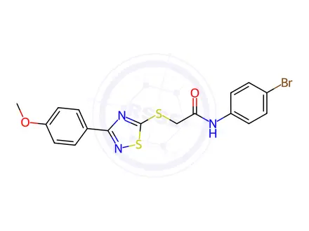 Chemical structure of N-(4-Bromophenyl)-2-((3-(4-methoxyphenyl)-1,2,4-thiadiazol-5-yl)thio)acetamide