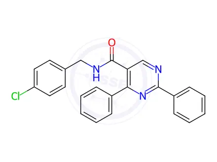 Chemical structure of N-(4-chlorobenzyl)-2,4-diphenylpyrimidine-5-carboxamide