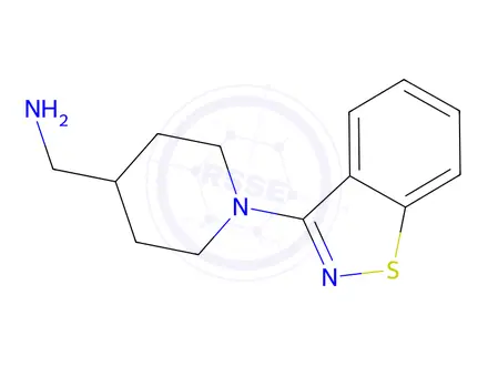 Chemical structure of {[1-(1,2-benzisothiazol-3-yl)piperidin-4-yl]methyl}amine