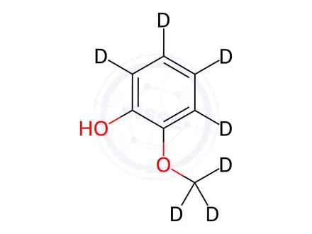 Chemical structure of 2-Methoxy-d3 Phenol-3,4,5,6-d4