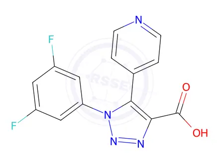 Chemical structure of 1-(3,5-difluorophenyl)-5-pyridin-4-yl-1H-1,2,3-triazole-4-carboxylic acid
