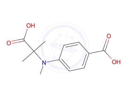 Chemical structure of 4-((2-carboxypropan-2-yl)(nitroso)amino)benzoic acid
