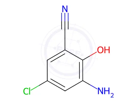 Chemical structure of Benzonitrile, 3-amino-5-chloro-2-hydroxy-