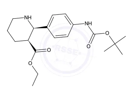 Chemical structure of Ethyl (2R,3S)-2-(4-{[(tert-butoxy)carbonyl]amino}phenyl)piperidine-3-carboxylate