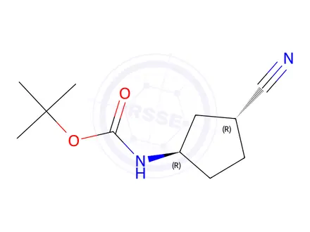 Chemical structure of Tert-butyl ((1R,3R)-3-cyanocyclopentyl)carbamate