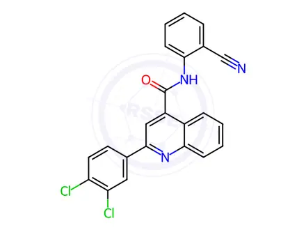 Chemical structure of N-(2-Cyanophenyl)-2-(3,4-dichlorophenyl)quinoline-4-carboxamide