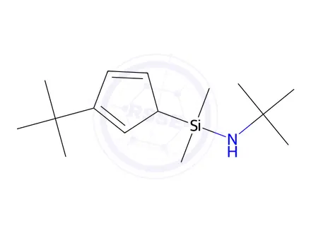 Chemical structure of N-tert-Butyl-1-(3-(tert-butyl)cyclopenta-2,4-dien-1-yl)-1,1-dimethylsilanamine